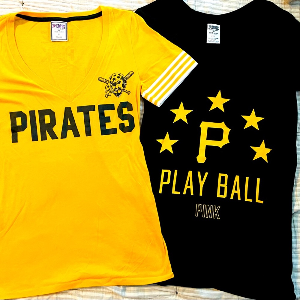 PINK by Victoria’s Secret set of two V-neck Pittsburgh Pirates Tees - Size SMALL